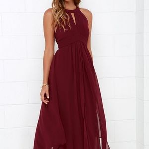 Brilliant Halter Sleeveless Empire Chiffon Long Dress